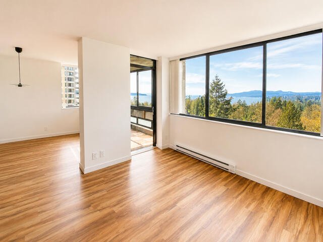 Open living area with water views